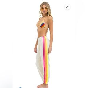 AVIATOR NATION Vintage White/Neon 5 Stripe Sweatpants